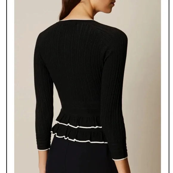 KAREN MILLEN Ruffled Hem Knit Cardigan - Picture 3 of 7